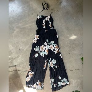 Urban Outfitters Tropical Pattern Open Back Jumpsuit Cover-Up